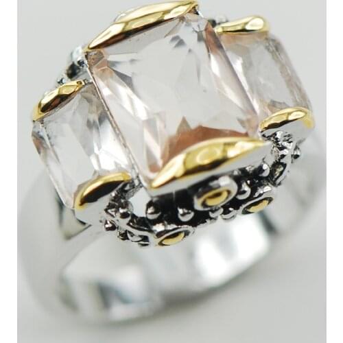 Morganite 925 Sterling Silver Ring Size 6 7 8 9 10 F994