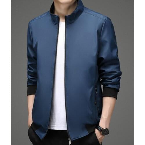 Men Jacket 2021 New Spring Mens Casual Middle-aged Jacket Jacket Collar Solid Color Mens Clothing Streetwear Bomber Jacket