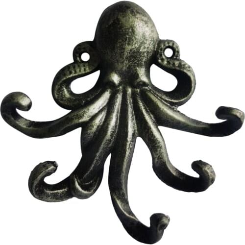 Wall Mounted Accessories Craft Kitchen Coat Hanging Decorative Hook Bedroom Home Decor Organizer Storage Octopus Shape Cast Iron