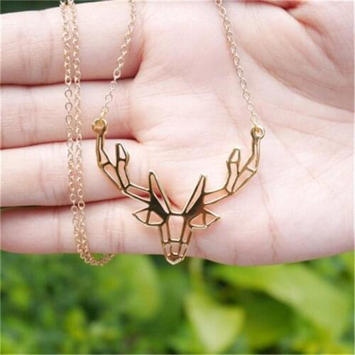 10pcs_New Deer Necklace Origami Antler Necklace Animal Necklace wholesale Antler Necklace Deer Jewelry For women Birthday gift