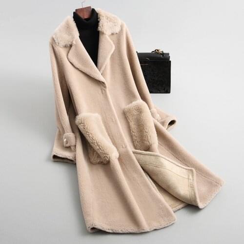 Coat Fur Real Female Jacket 2020 Winter Jacket Women Lamb Fur Korean Jackets 100% Wool Coat Female Long Outwear MY3641 s