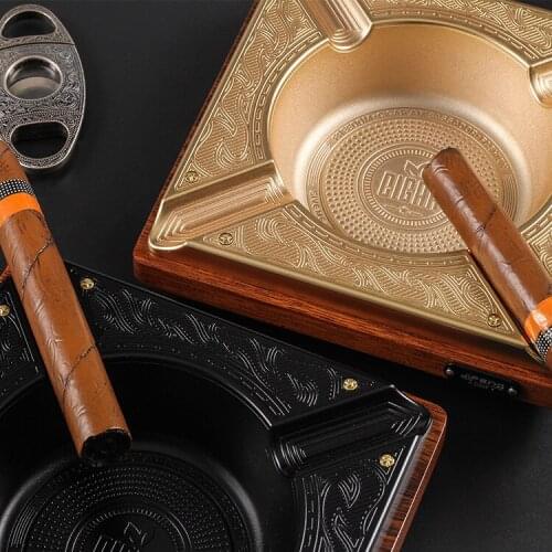 Luxurious Titanium Alloy Cigar Ashtray Four Slot Large Size Ashtray Cigar Alloy Ashtray Household Office Smoking Supply