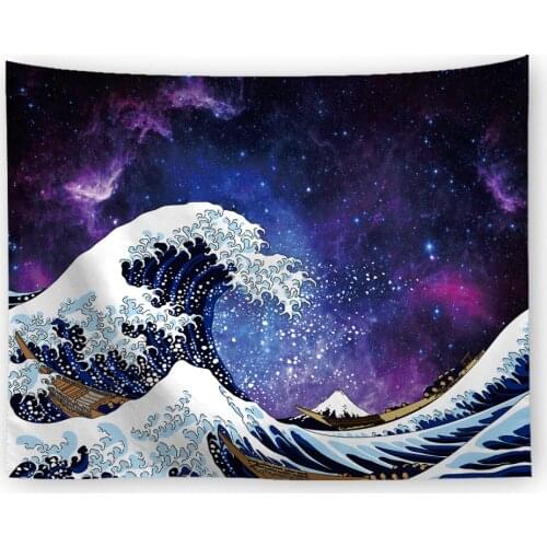 Landscape Ocean Waves Tapestry Wall Hanging Hippie Tapestries Wall Decor Psychedelic Tapestry Blankets