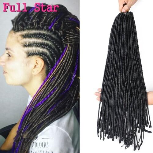 Full Star 1 pack 20" Faux Locs Fold 24 strands 100 g/pack Black Grey Pink Blonde Ombre Crochet Braids Synthetic Hair for Women