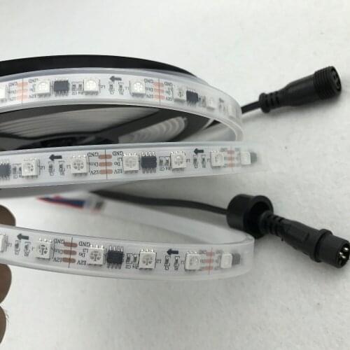 IP66 full color waterproof in the tube;5m DC12V WS2811 60LEDs (20pixes/m) WHITE PCB led digital strip;with 0.2m 13.5m pigtails