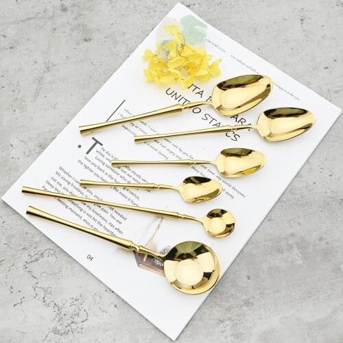 18/10 Stainless Steel Dinnerware Luxury Gold Cutlery Steak Knife Dessert Fork Teaspoon Chopsticks Tableware Set Party Silverware