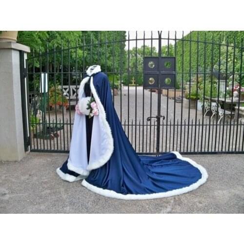 Wedding Formal Occasion Jackets Bridal Accessories Coats Winter Long Wedding Dress Hooded Cloak Cape Faux Fur Mantles Wraps