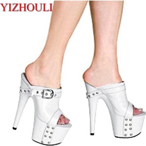 Womens Platform Shoes 17cm Ultra High Heels Slippers Shoes 7 Inch Hand Made High Heel Dance Shoes