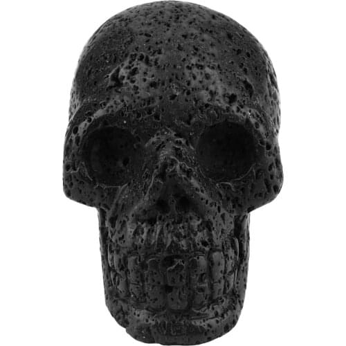 TUMBEELLUWA 3" Lava Rock Reiki Skull Head Skeleton Hand Carved Healing Crystal Statue Collectible Home Decor