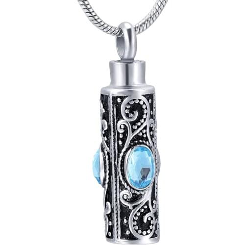 Birthstone Cremation Jewelry for Ashes Pendant Necklace Perfume Oil Locket Keepsake Memorial Urn Necklaces for Human