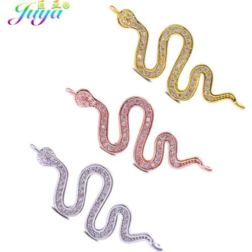 Juya Wholesale Talisman Jewelry Findings Gold/Rose Gold Charms Snake Connectors For DIY Bracelet Earrings Jewelry Making