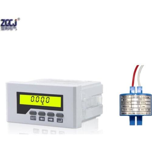 LCD display AC 100A 150A 200A 300A ampere meter single phase current meter panel meter with current sensor