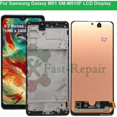 Amoled For Samsung M51 LCD Display With Touch Panel Screen Digitizer With Frame For Samsung M515 LCD M515F M515F/DSN Display