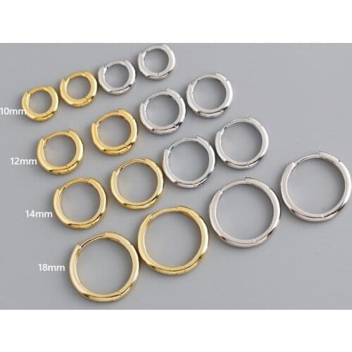 1Pair Simple Multi-size 925 Sterling Silver Hoop Earrings for Women 2021 Trend Jewelry Piercing Round Glossy Earrings for Teeens