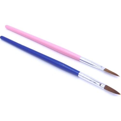 1PC 10# Round Nail Brush for Acrylic Powder Nylon Manicure Nails Round Nail Art Brush With Blue Pink Wood Handle Drop Shipping