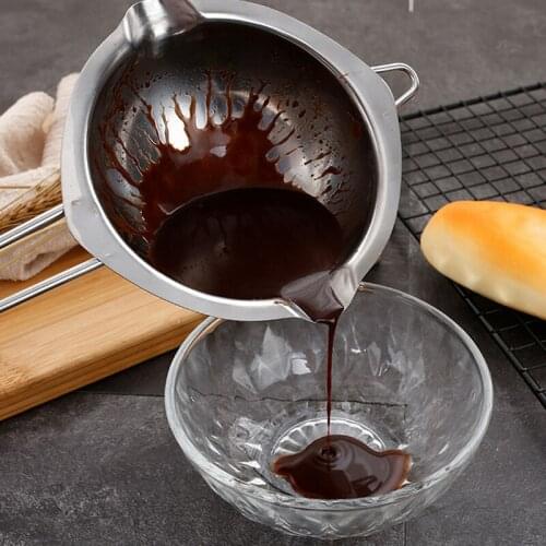 1Pcs Chocolate Melting Pot Baking Tools Milk Bowl Multi Purpose Silver Butter Candy Warmer 410 Stainless Steel Kitchenware