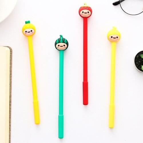 1 PCs Creative Korea Stationery Cartoon Cute Fruit Soft Silicone Girl Gel Black Student Pen Kawaii School Supplies Pen