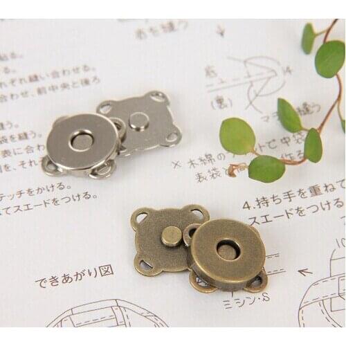 100 Sets Mixed bronze/silver Tone Magnetic Snaps Buttons, Metal Button Fastener Sewing Craft 14mm