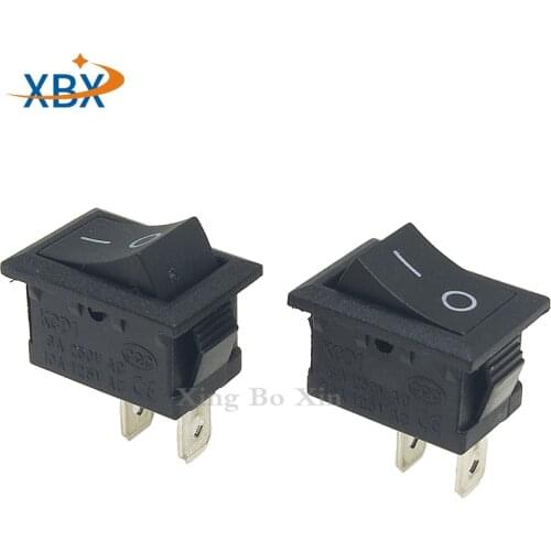 100PCS KCD1-101 SPST 2PIN black mini Push Button rocker Switch ON/OFF boat power switches 6A/250V 10A/125V 15*21MM 15X21 2pin