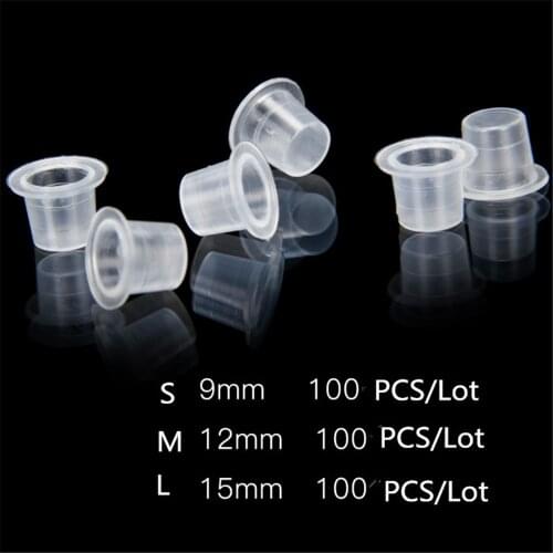 100pcs S/M/L Plastic Tattoo Microblading Ink Cups Permanent Makeup Clear Pigment Container Caps For Eyebrow Tattoo Accessories