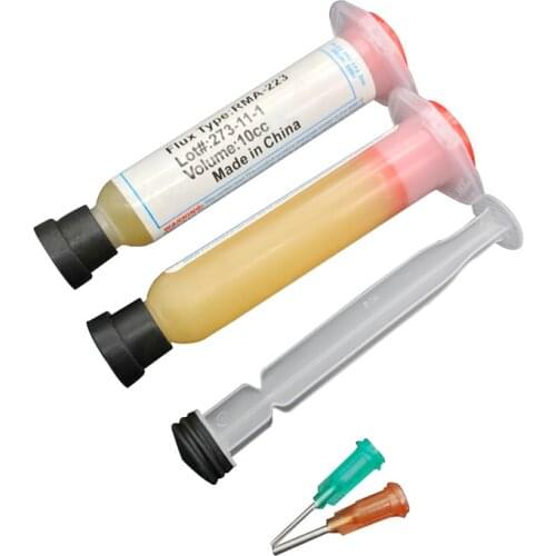 10cc RMA-223 Needle Shaped PCB PGA BGA SMD With Flexible Tip Syringe Solder Paste Flux Grease Repair Solde 2pcs/Set