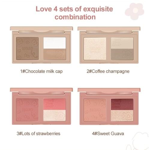 3 Colors Trimming Plate Face Blush Matte Brighten Proffesional Makeup Palette Long-lasting Waterproof Facial Powder Cosmetic