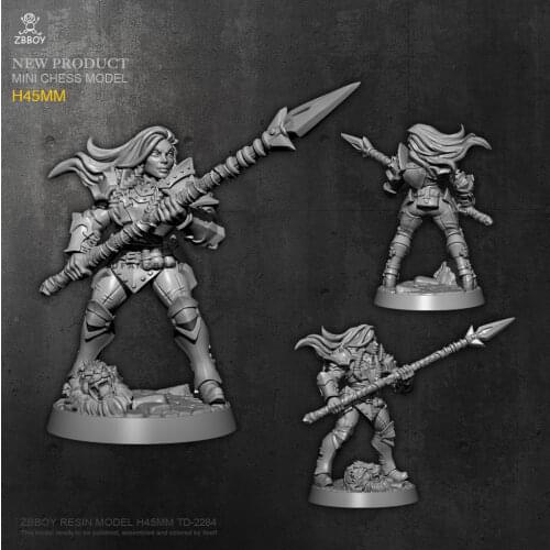 45mm Resin Fgiure Kits Long-haired female soldier model Self-assembled TD-2284