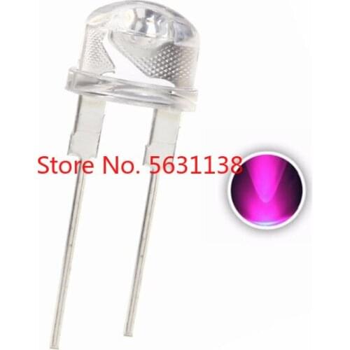 50pcs 8mm Straw Hat LED Emitting Diode PINK 0.5W Transparent 515nm-525nm Wide Angle Water Clear Lamp Light Beads wholesale leds