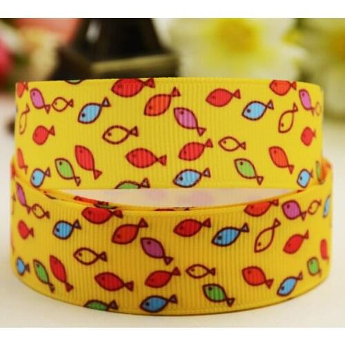 7/8'' 22mm,1" 25mm,1-1/2" 38mm,3" 75mm Fish Cartoon printed Grosgrain Ribbon party decoration 10 Yards X-02800