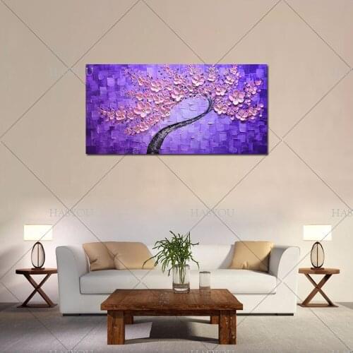 Abstract bule tree painting 100% Hand Painted oil painting Modern Oil Painting On Canvas Wall Art For Living Room chrismas gift