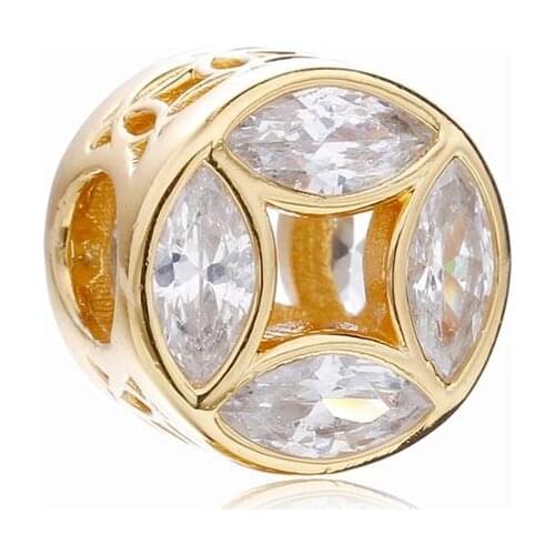 Ajax Real 925 Sterling Silver Gold Color Coin Charms Fit Bracelet Beads Fashion Jewelry Women Gift Wholesale