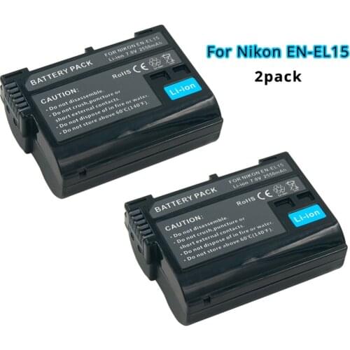 2550mAh EN-EL15 ENEL15 EN EL15 Digital Camera Battery for Nikon DSLR D600 D610 D800 D800E D810 D7000 D7100 D7200 D7500