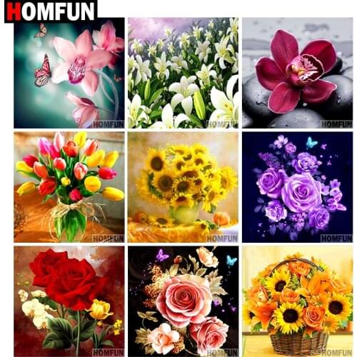 HOMFUN Full Square/Round Drill 5D DIY Diamond Painting "Colorful flowers"3D Embroidery Cross Stitch 5D Home Decor Gift