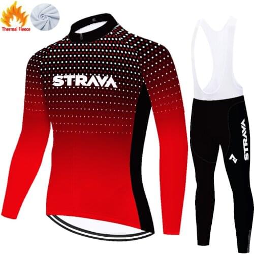 Strava Winter Thermal Fleece Uomo Conjunto Bretele Masculino Ropa Koszulka Rowerowa Meska Maillot Ciclismo Hombre Ciclismo