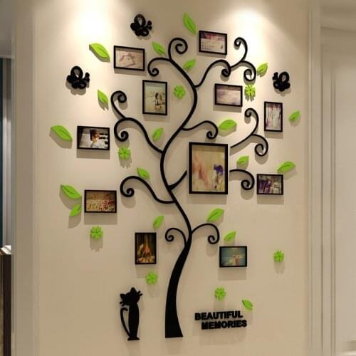 Photo Frame Tree Wall Stickers Cat Style Decorative Wallpaper For Living Room Bedroom Porch Decals Mural DIY Acrylic Wallsticker