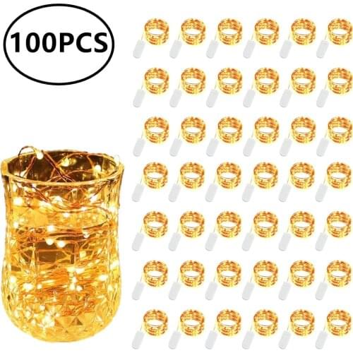 100 Pcs 1M 2M Fairy String Lights Battery Operated Copper Wire Fairy Light Lamp for Home Party Xmas tree Wedding Patio Decoraion