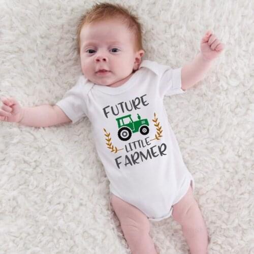 Newborn Baby Clothes Future Little Farmer Cotton Romper Playsuit Sunsuit Outfits Infant Boys Girls Summer Rompers Costume 0-24M