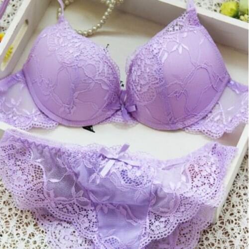 Vogue Secret Brand Lace Embroidery Bra Set Women Plus Size Push Up Padded Sexy Underwear Set Bra and Panties 32 34 36 ABC Cup