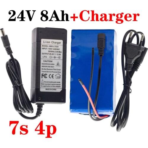 Laudation - Electric Bicycle Lithium Battery, 18650,24V, 8Ah, 7S, 4P, High Quality,Suitable for Motorcycle Scooters,BMS,Charger