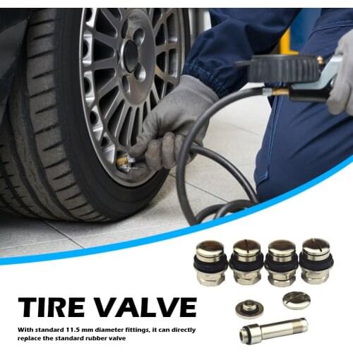 Metal Car Auto Wheel Tyre Tire Valve Stems Automobiles Motorcycles Trucks Bikes Set of 4 Universal Flush Mount Chrome