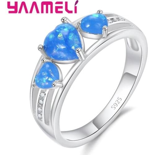 Cute Various Colors Heart Shape Design Finger Rings Beautiful Cubic Zirconia 925 Sterling Silver Crystal Jewelry Gift