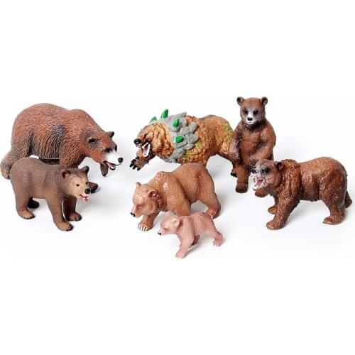 Simulation Wild Life Grizzly Bear Cave bear Animal Model Figures Brown Bear Home Decor Collection Educational Figurine for Kids