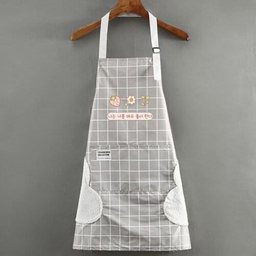 Fashion Women Men Kitchen Apron Waterproof Adjustable Apron Side Wipe Hands Design Easy to Wear Cute Cooking Apron for Home