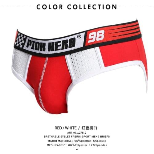 2020 Brand Pink Hero Mens Sexy Briefs Cotton Mesh Breathable Comfortable Underwear Mens Panties Gay Underwear Male underpants