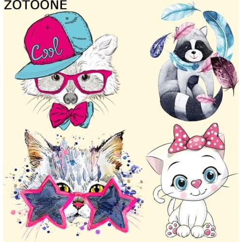ZOTOONE Cute Cat Patch Iron-on Transfers for Clothing A-level Washable Stickers Decoration Print on T-shirt Appliqued Iron E