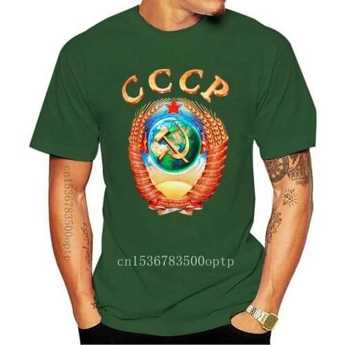 New Russian Original Cotton Quality Mens T-shirt with A Large Emblem of The USSR