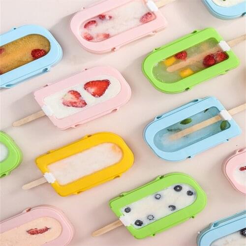 New Ice Cream Silicone Mould Ice Cube Maker Tray Popsicle Barrel Diy Mold Dessert Ice Cream Mold With 10pcs Popsicle Chocolate