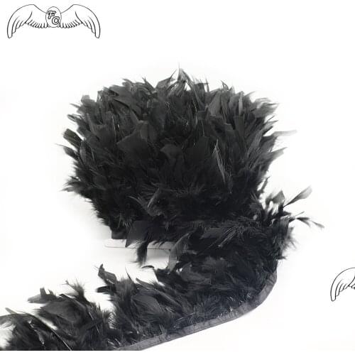 Wholesale 5-10 meters Black Turkey Feather Trim Marabou Feathers Triming Fringe For Wedding Dress/Skirt DIY Crafts Jewelry Deco