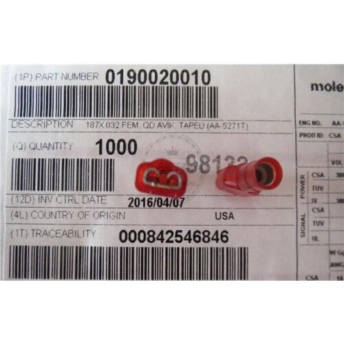 Original new 100% 0190020010 male and female plug terminal 4.8mm plug spring terminal belt sleeve 1614 connector