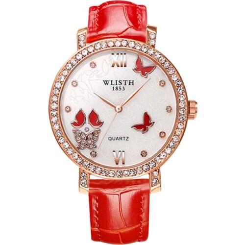 Gifts for Ladies Fashion Business Korean Genuine Leather Luxury Diamond-studded British Female Student Watch